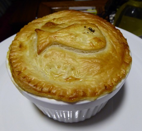 Delicious marlin filled pie with puff pastry