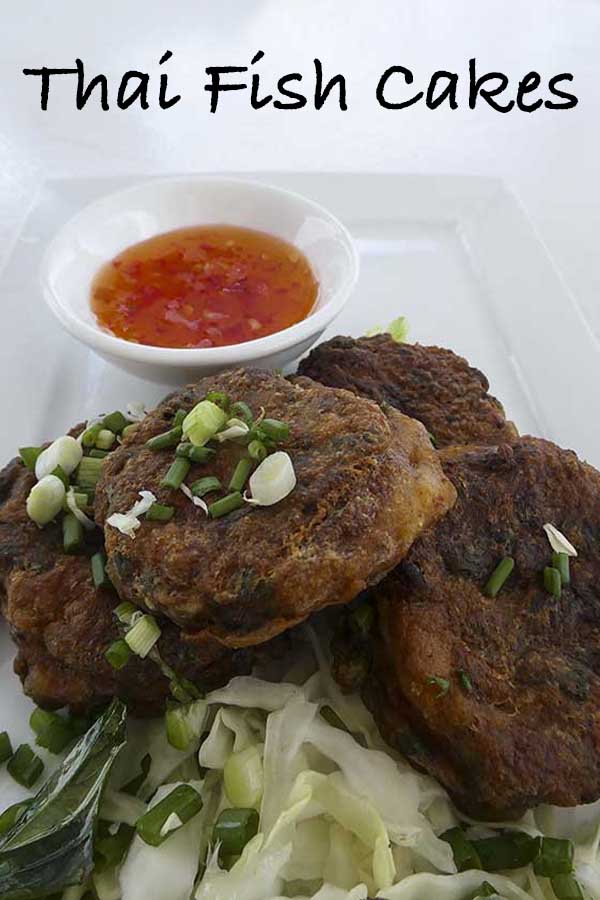 Thai Fish Cakes - white fish, rice flour, coriander, fish sauce, spring onions, beans, red curry paste. #recipe #fish #thai #fritters #chilli